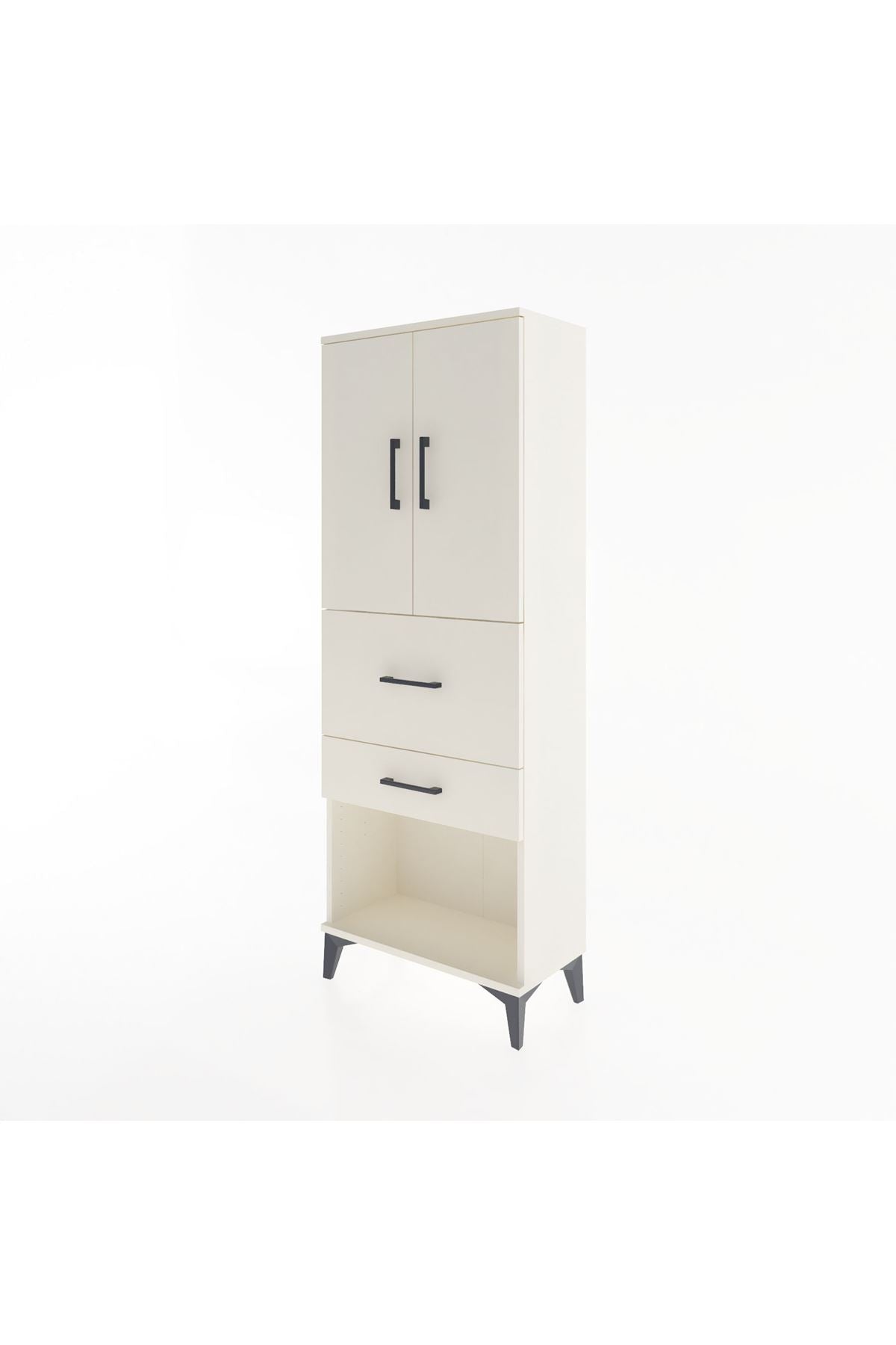 Arges Dolap 3 Raflı 2 Çekmeceli 2 Kapaklı 60x30x163 Aytaşı-Aytaşı