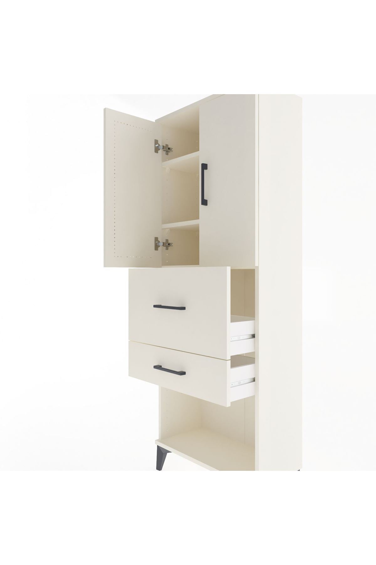 Arges Dolap 3 Raflı 2 Çekmeceli 2 Kapaklı 60x30x163 Aytaşı-Aytaşı