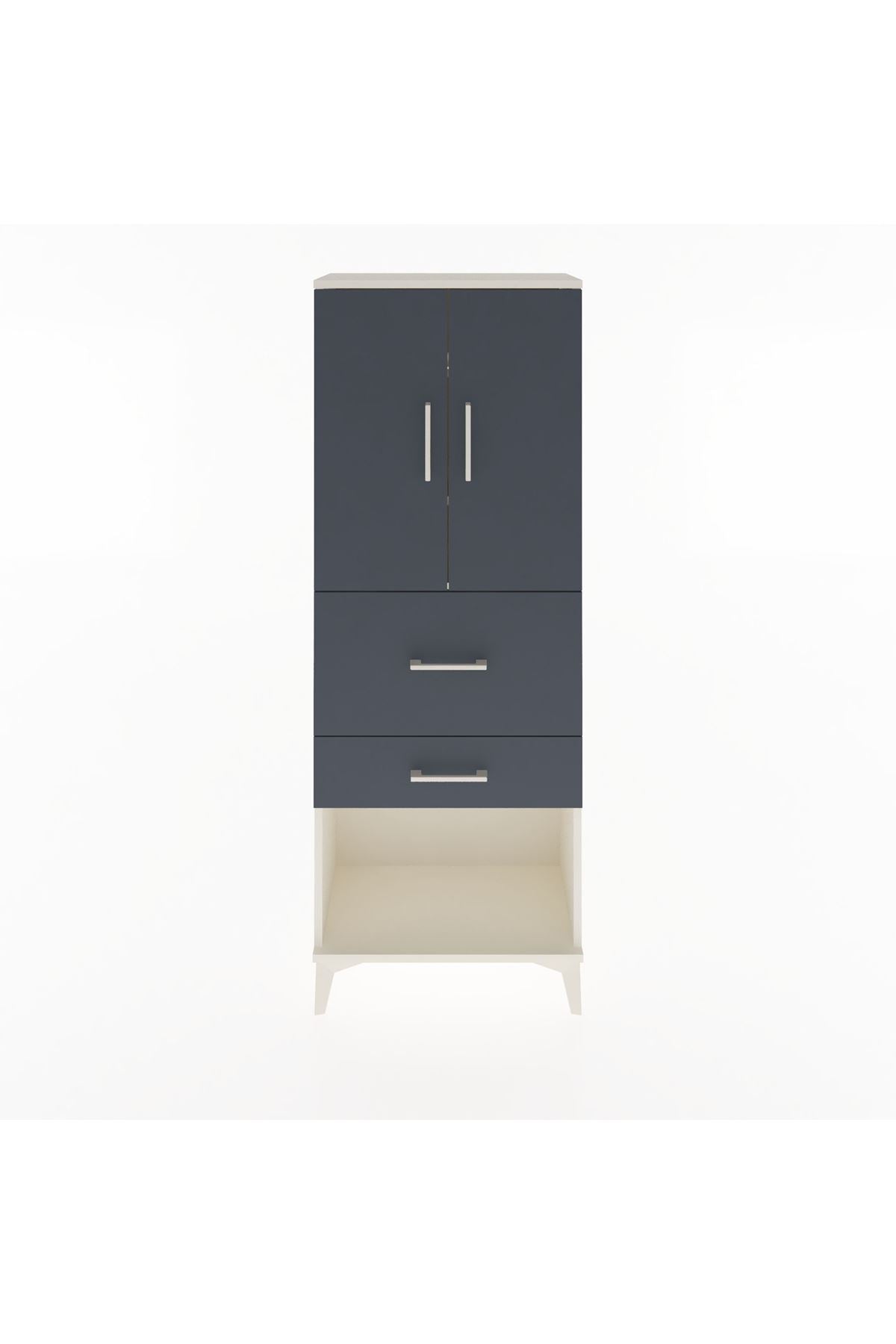 Arges Dolap 3 Raflı 2 Çekmeceli 2 Kapaklı 60x30x163 Aytaşı-Antrasit