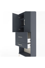 Arges Dolap 3 Raflı 2 Çekmeceli 2 Kapaklı 60x30x163 Antrasit-Antrasit