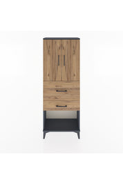 Arges Dolap 3 Raflı 2 Çekmeceli 2 Kapaklı 60x30x163 Antrasit-Çam