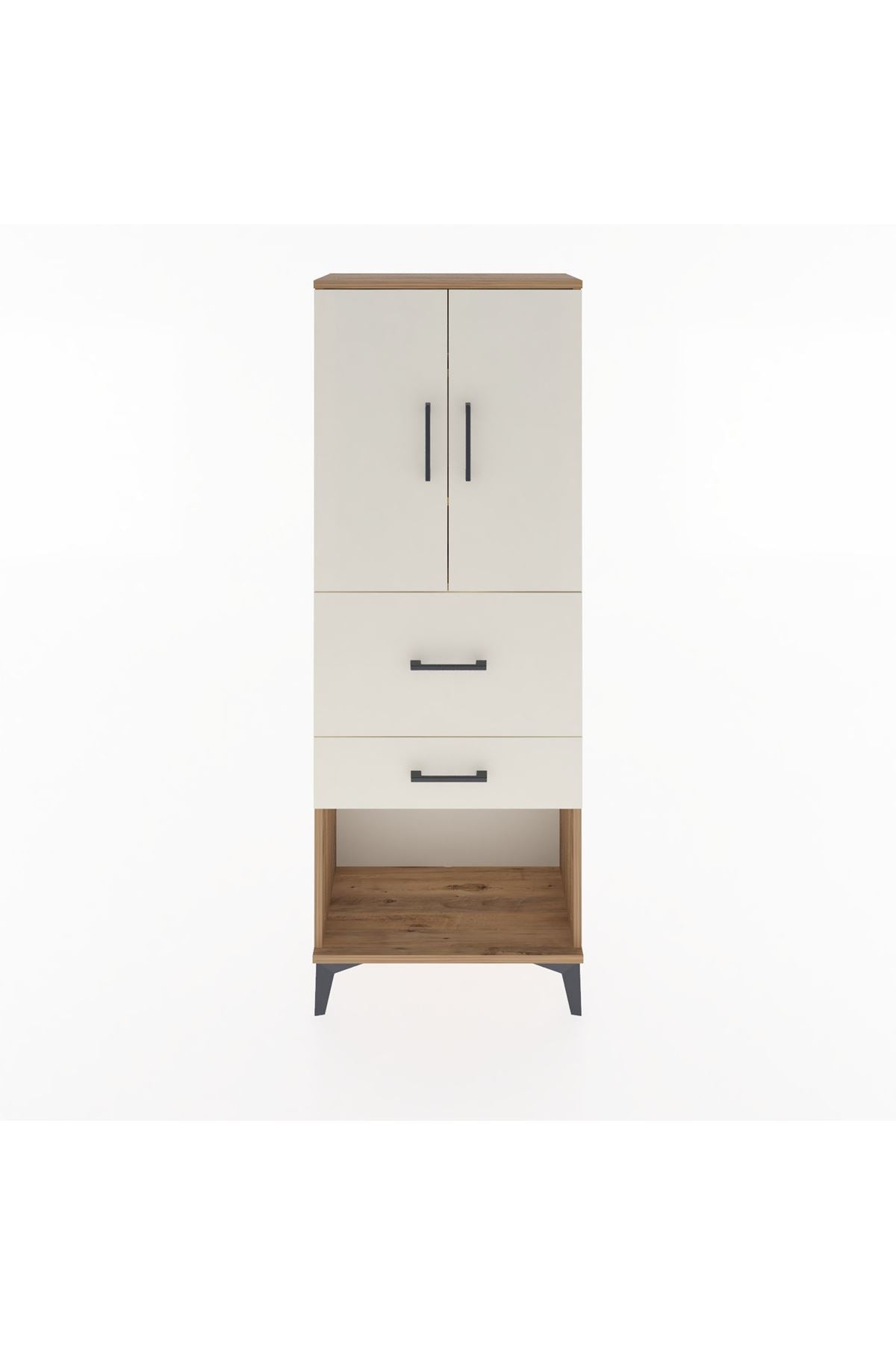 Arges Dolap 3 Raflı 2 Çekmeceli 2 Kapaklı 60x30x163 Çam-Aytaşı