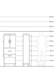 Arges Dolap 3 Raflı 2 Çekmeceli 2 Kapaklı 60x30x163 Antrasit-Çam