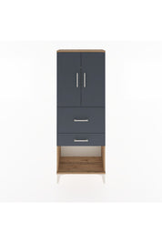 Arges Dolap 3 Raflı 2 Çekmeceli 2 Kapaklı 60x30x163 Çam-Antrasit