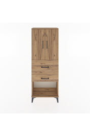 Arges Dolap 3 Raflı 2 Çekmeceli 2 Kapaklı 60x30x163 Çam-Çam