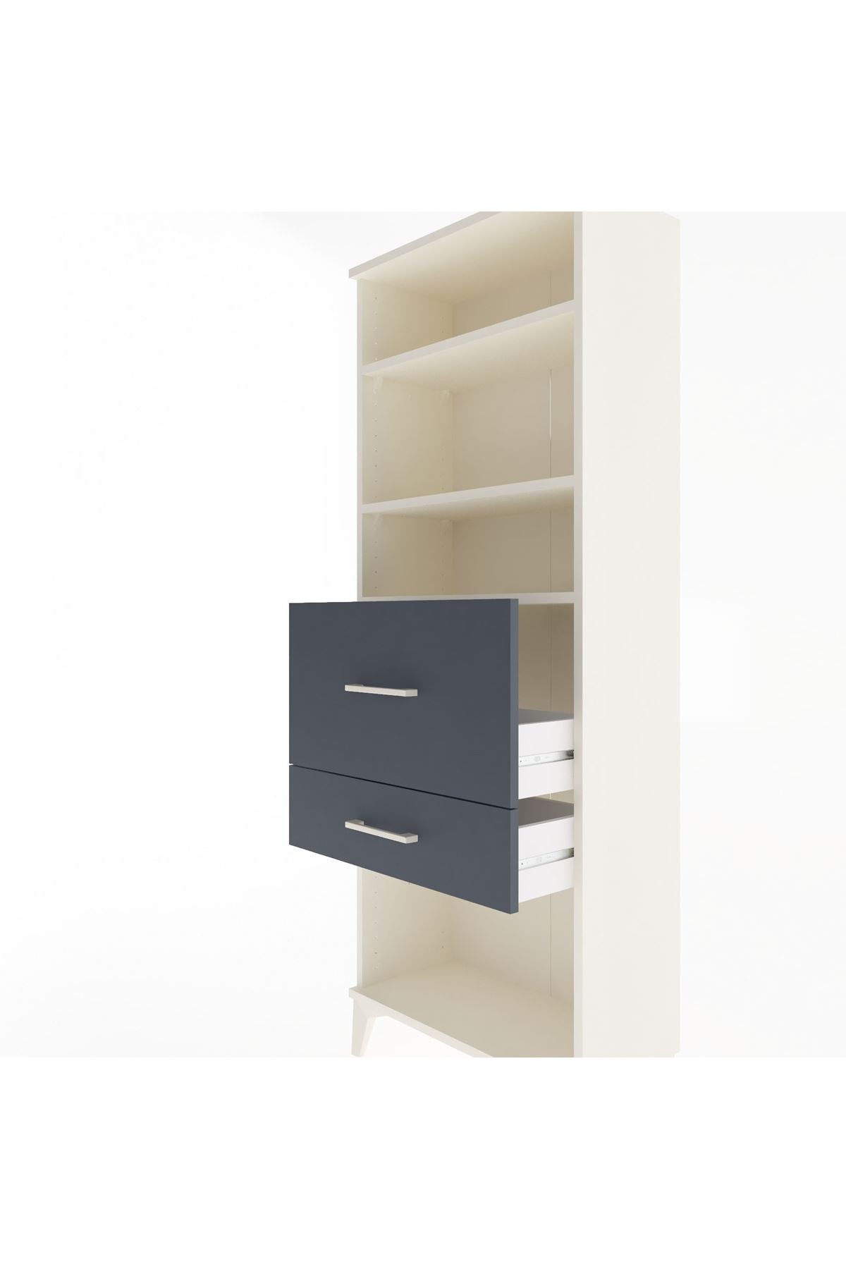 Arges Dolap 3 Raflı 2 Çekmeceli 60x30x163 Aytaşı-Antrasit