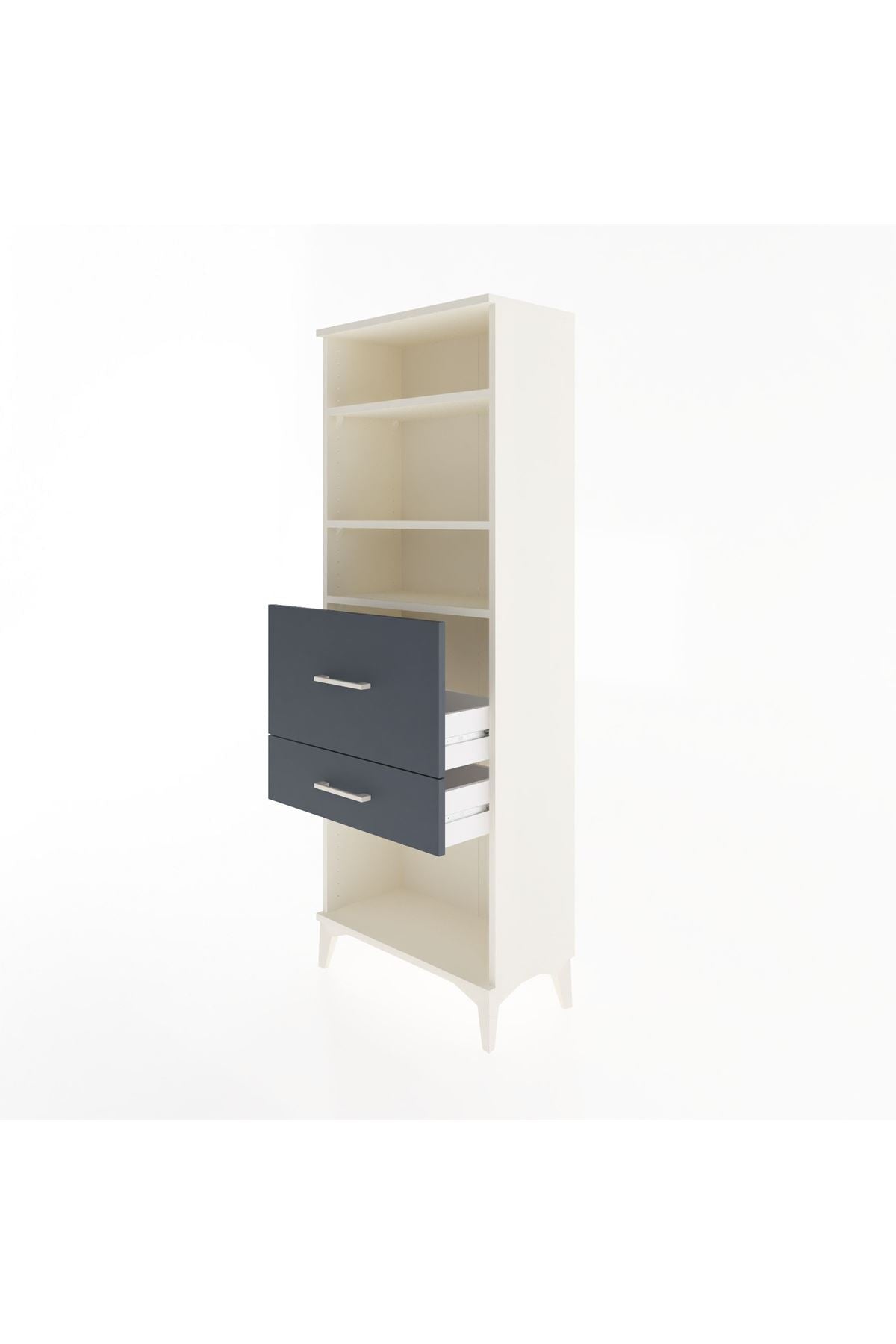 Arges Dolap 3 Raflı 2 Çekmeceli 60x30x163 Aytaşı-Antrasit