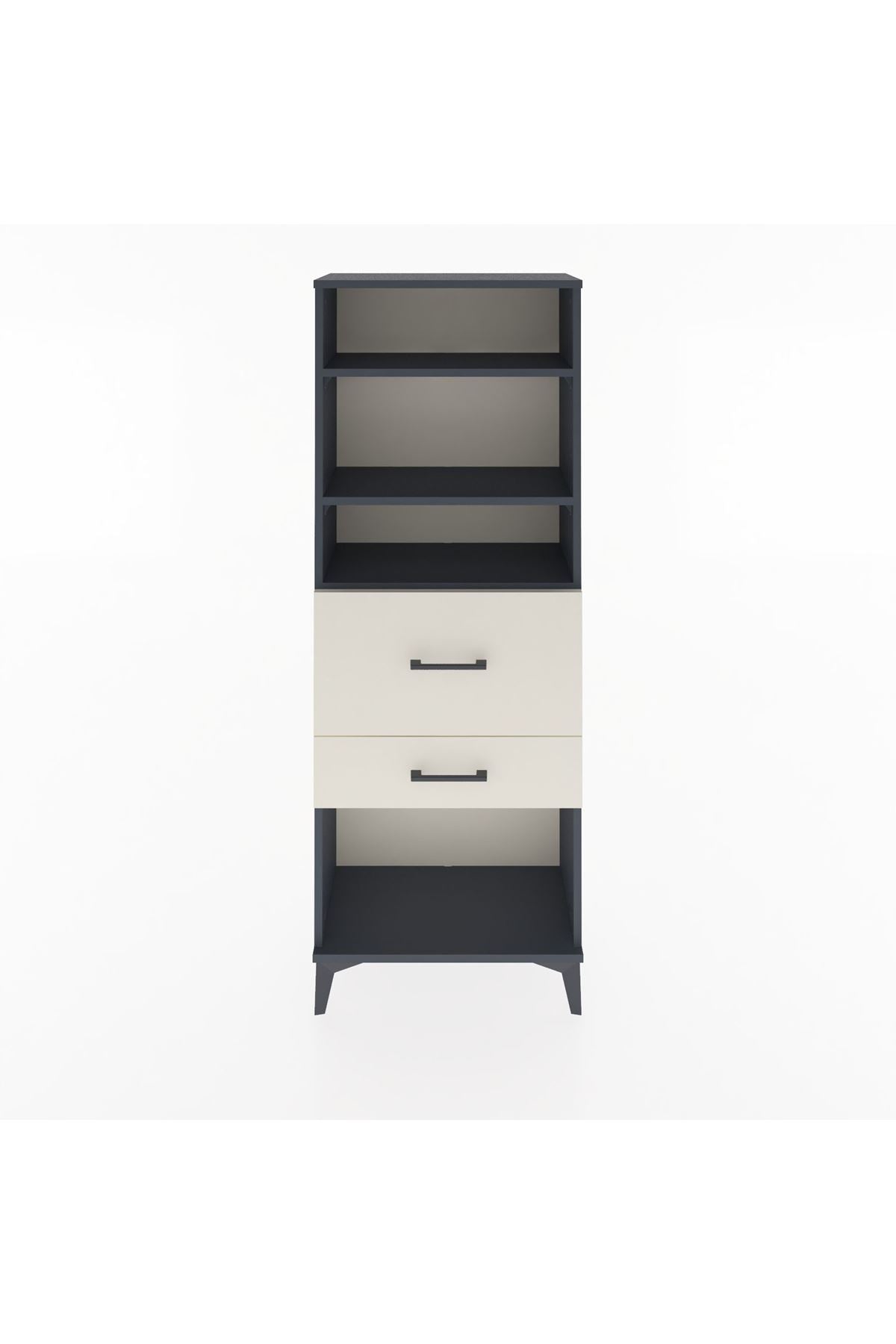Arges Dolap 3 Raflı 2 Çekmeceli 60x30x163 Antrasit-Aytaşı