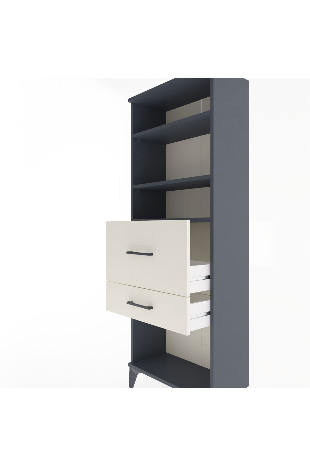 Arges Dolap 3 Raflı 2 Çekmeceli 60x30x163 Antrasit-Aytaşı