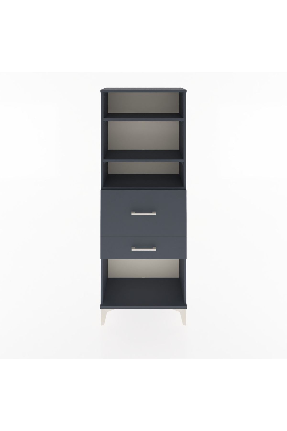 Arges Dolap 3 Raflı 2 Çekmeceli 60x30x163 Antrasit-Antrasit