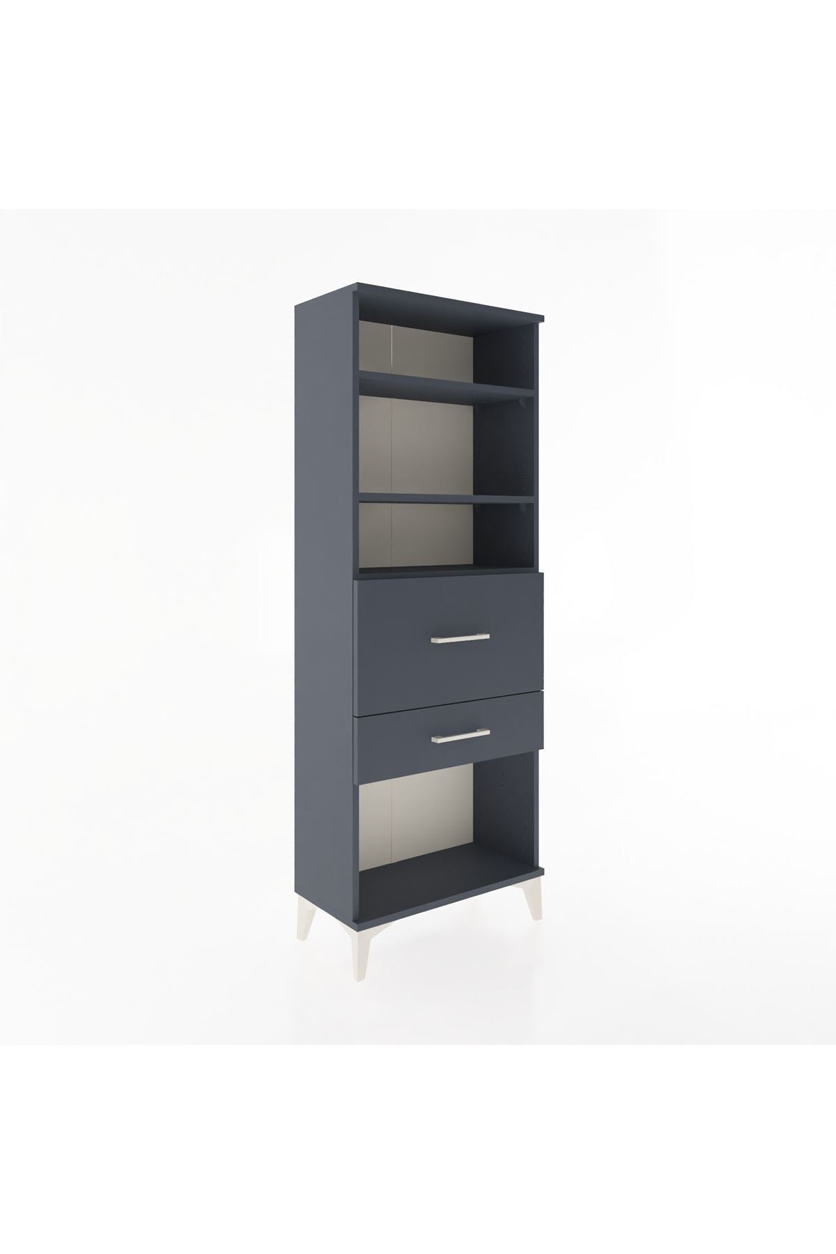 Arges Dolap 3 Raflı 2 Çekmeceli 60x30x163 Antrasit-Antrasit