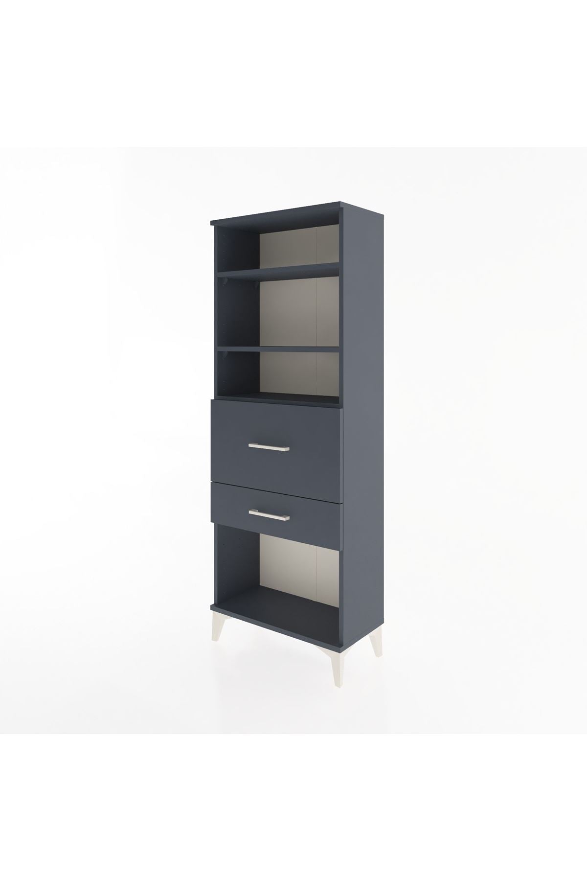 Arges Dolap 3 Raflı 2 Çekmeceli 60x30x163 Antrasit-Antrasit