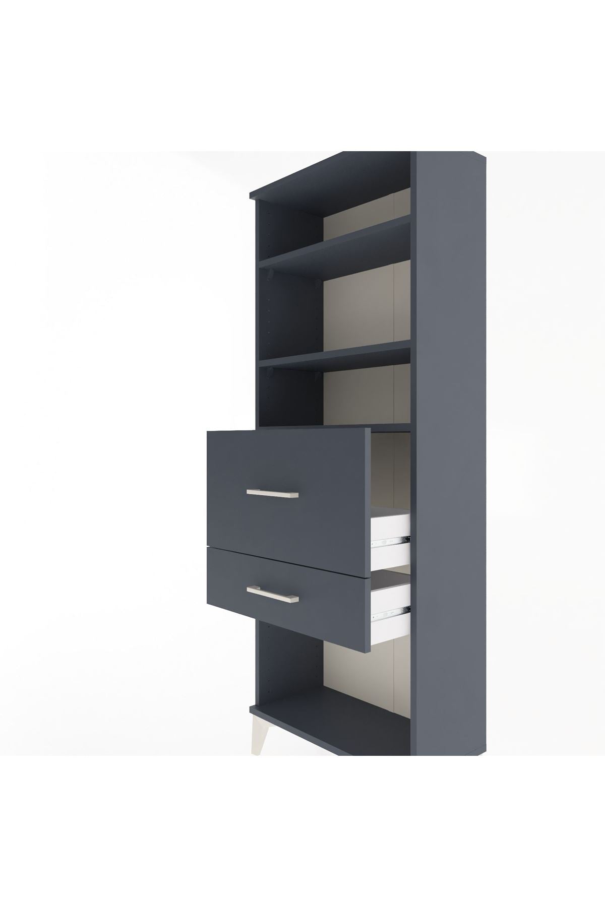 Arges Dolap 3 Raflı 2 Çekmeceli 60x30x163 Antrasit-Antrasit