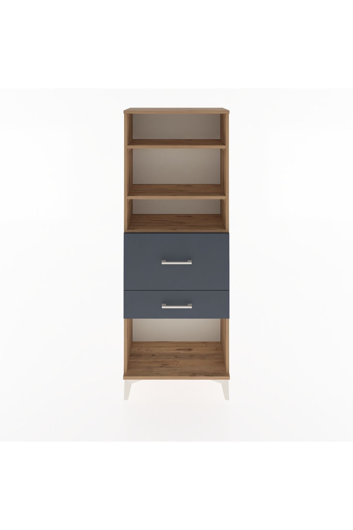 Arges Dolap 3 Raflı 2 Çekmeceli 60x30x163 Çam-Antrasit