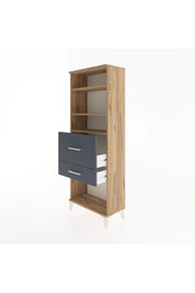 Arges Dolap 3 Raflı 2 Çekmeceli 60x30x163 Çam-Antrasit