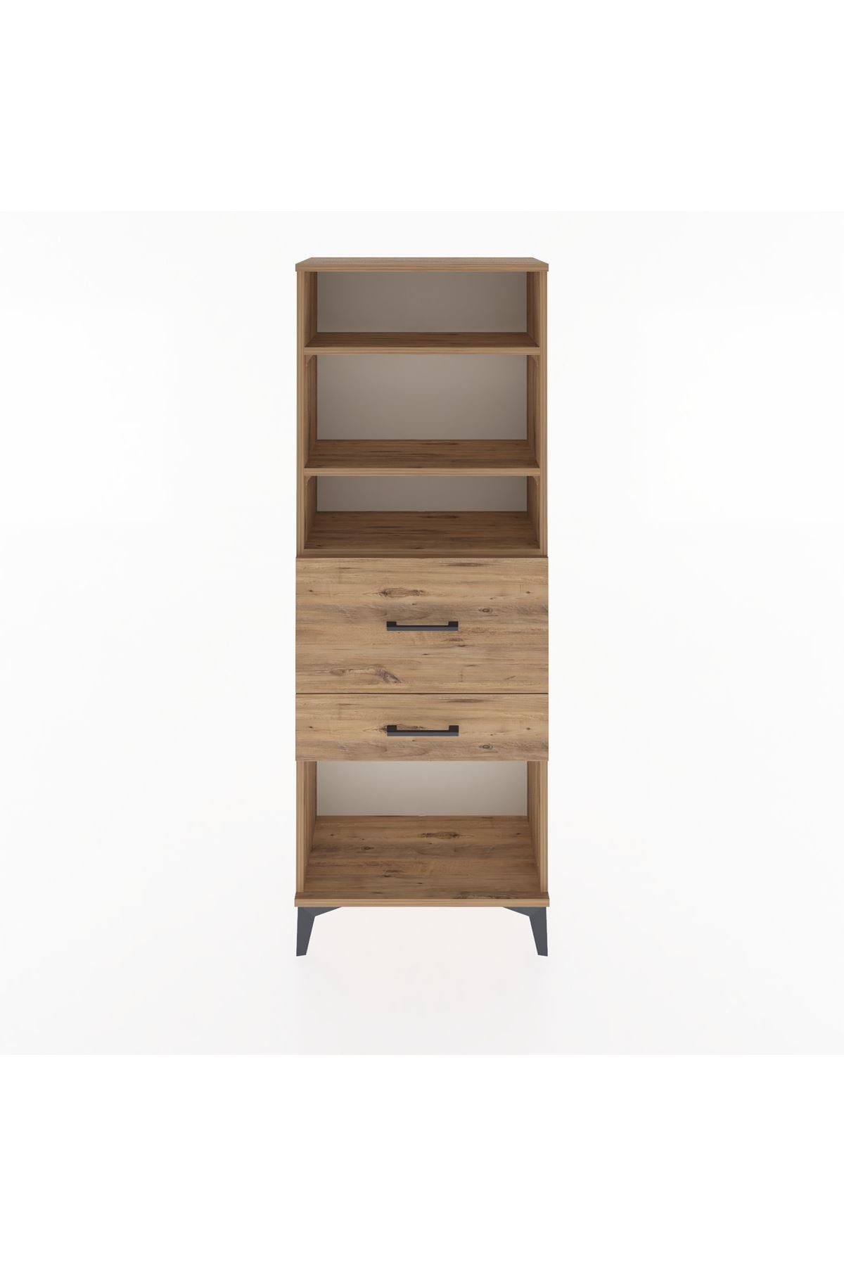 Arges Dolap 3 Raflı 2 Çekmeceli 60x30x163 Çam-Çam