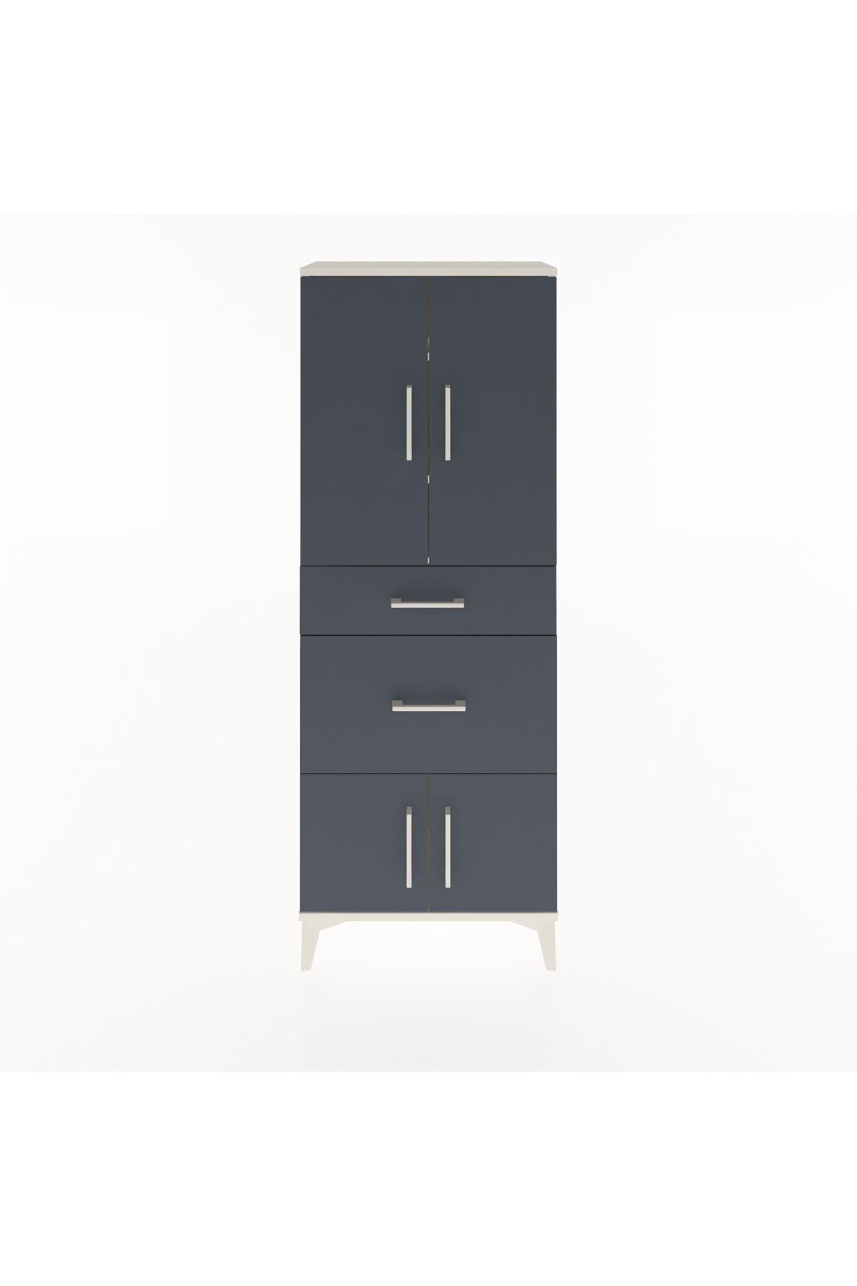 Arges Dolap 3 Raflı 2 Çekmeceli 4 Kapaklı 60x30x163 Aytaşı-Antrasit