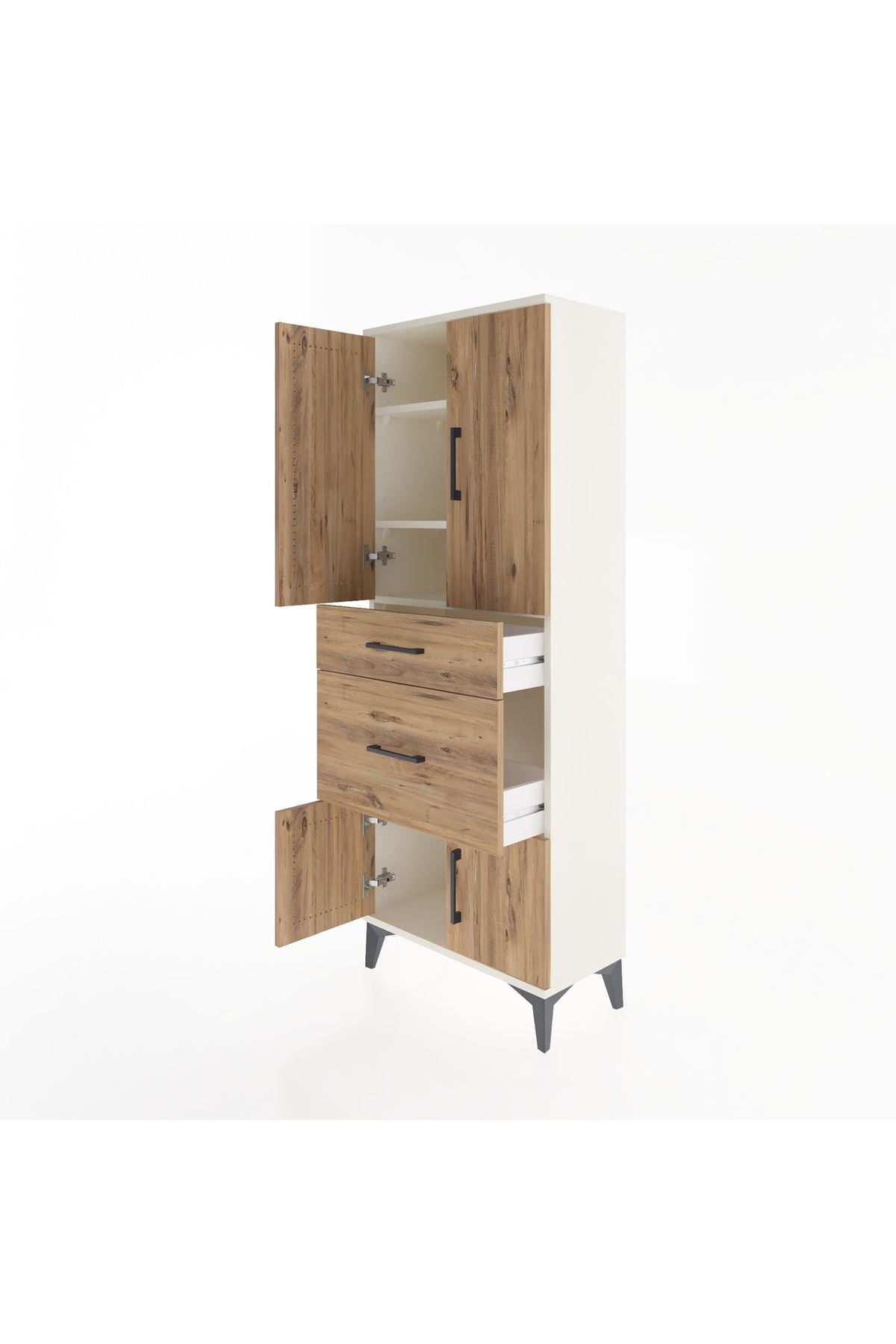 Arges Dolap 3 Raflı 2 Çekmeceli 4 Kapaklı 60x30x163 Aytaşı-Çam