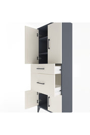 Arges Dolap 3 Raflı 2 Çekmeceli 4 Kapaklı 60x30x163 Antrasit-Aytaşı