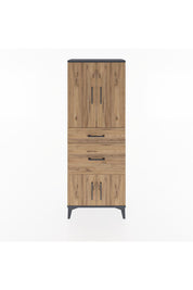 Arges Dolap 3 Raflı 2 Çekmeceli 4 Kapaklı 60x30x163 Antrasit-Çam