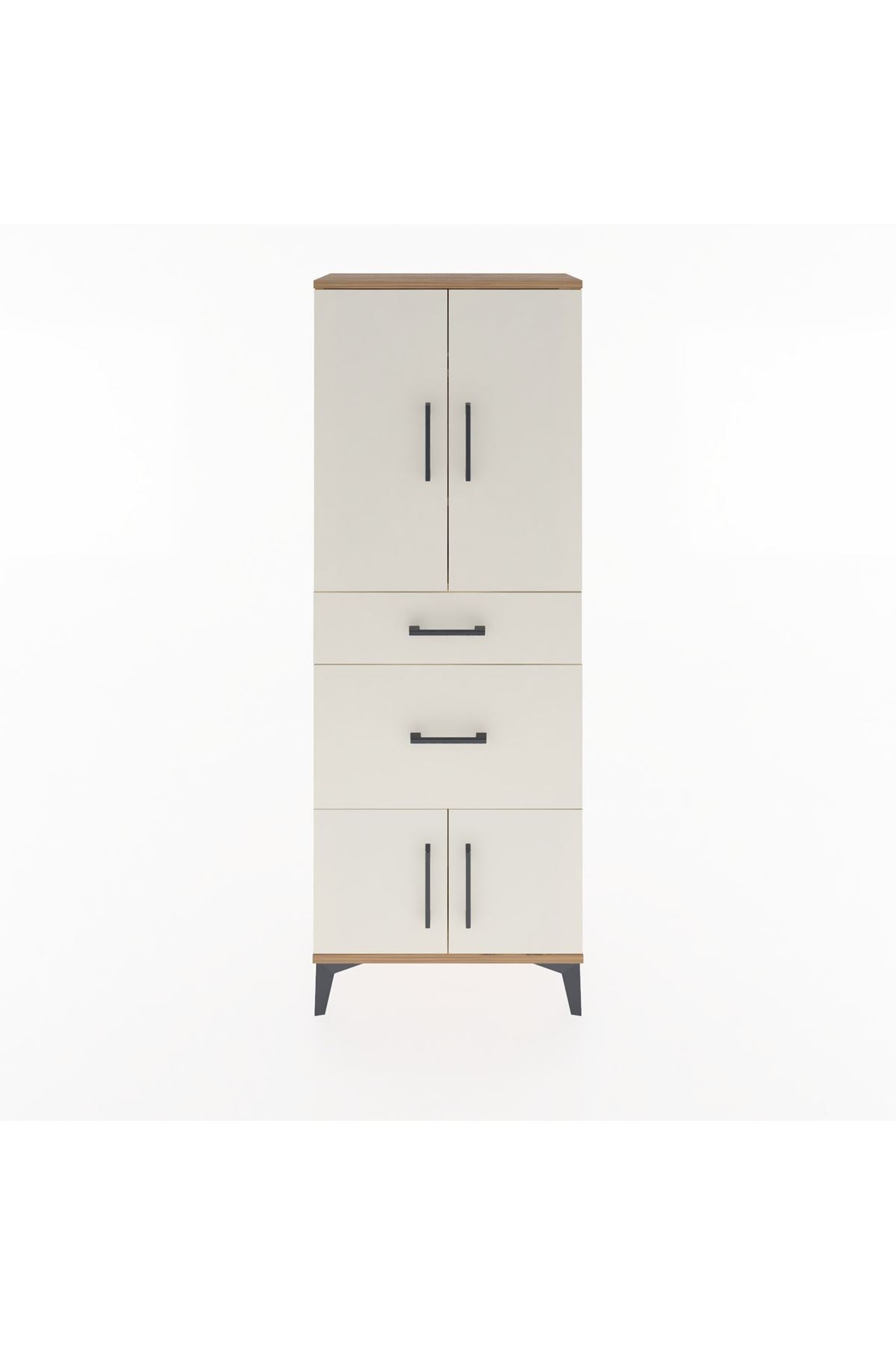 Arges Dolap 3 Raflı 2 Çekmeceli 4 Kapaklı 60x30x163 Çam-Aytaşı