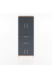 Arges Dolap 3 Raflı 2 Çekmeceli 4 Kapaklı 60x30x163 Çam-Antrasit