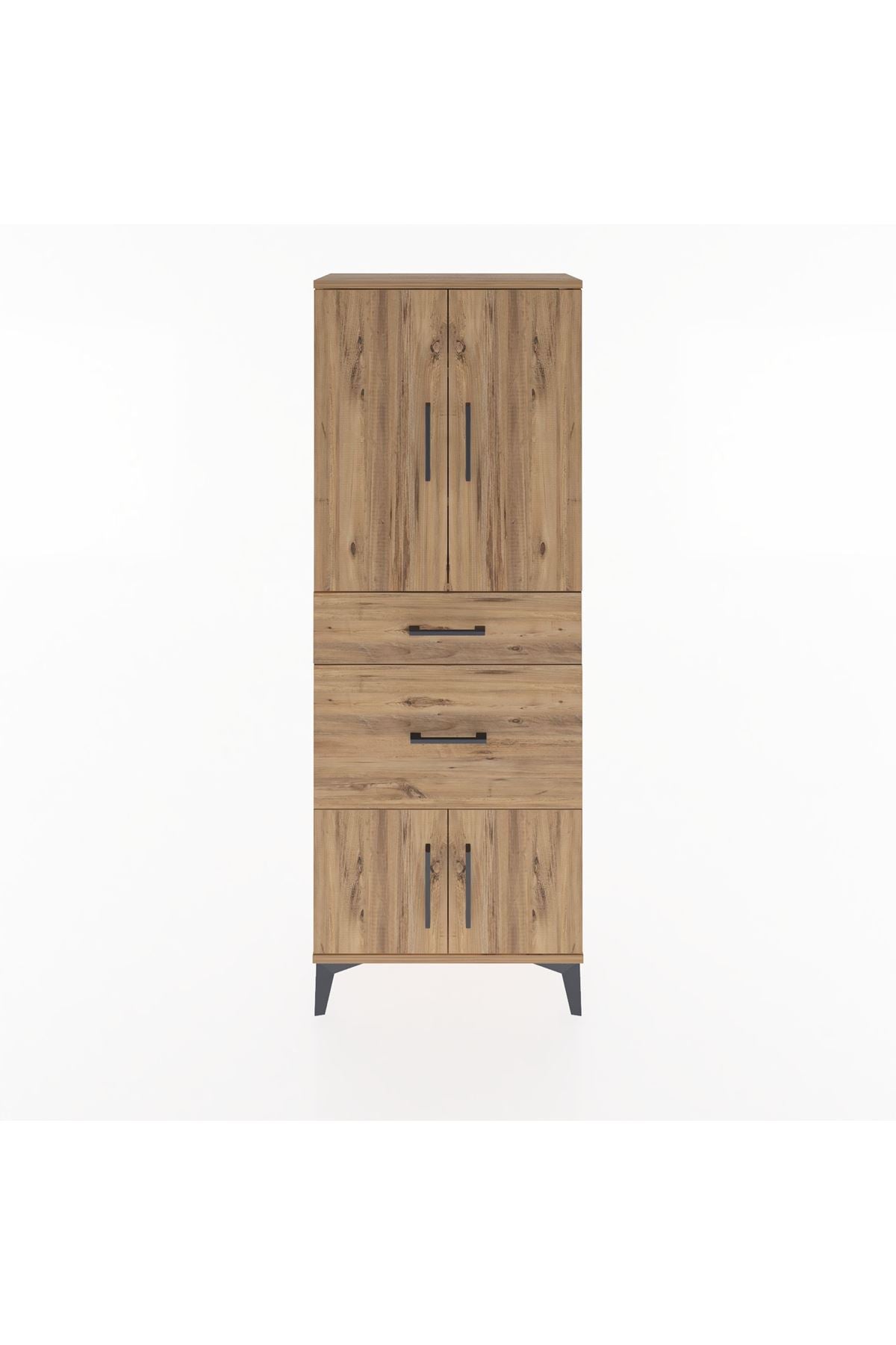 Arges Dolap 3 Raflı 2 Çekmeceli 4 Kapaklı 60x30x163 Çam-Çam