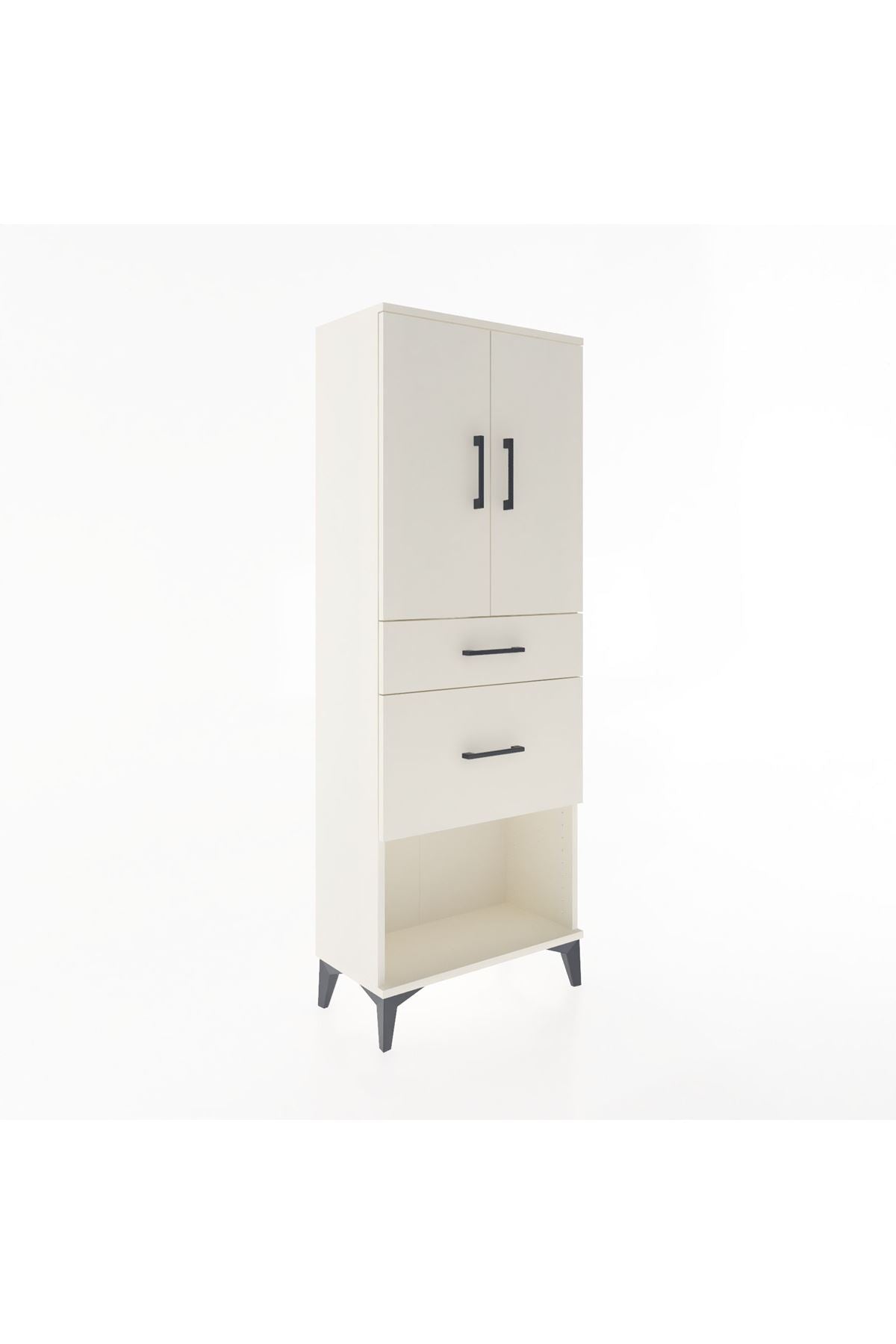 Arges Dolap 3 Raflı 2 Çekmeceli 2 Kapaklı 60x30x163 Aytaşı-Aytaşı