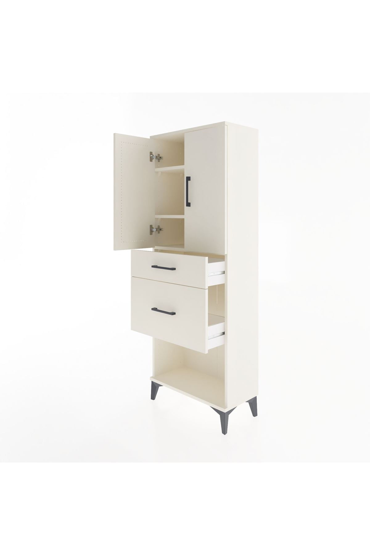 Arges Dolap 3 Raflı 2 Çekmeceli 2 Kapaklı 60x30x163 Aytaşı-Aytaşı