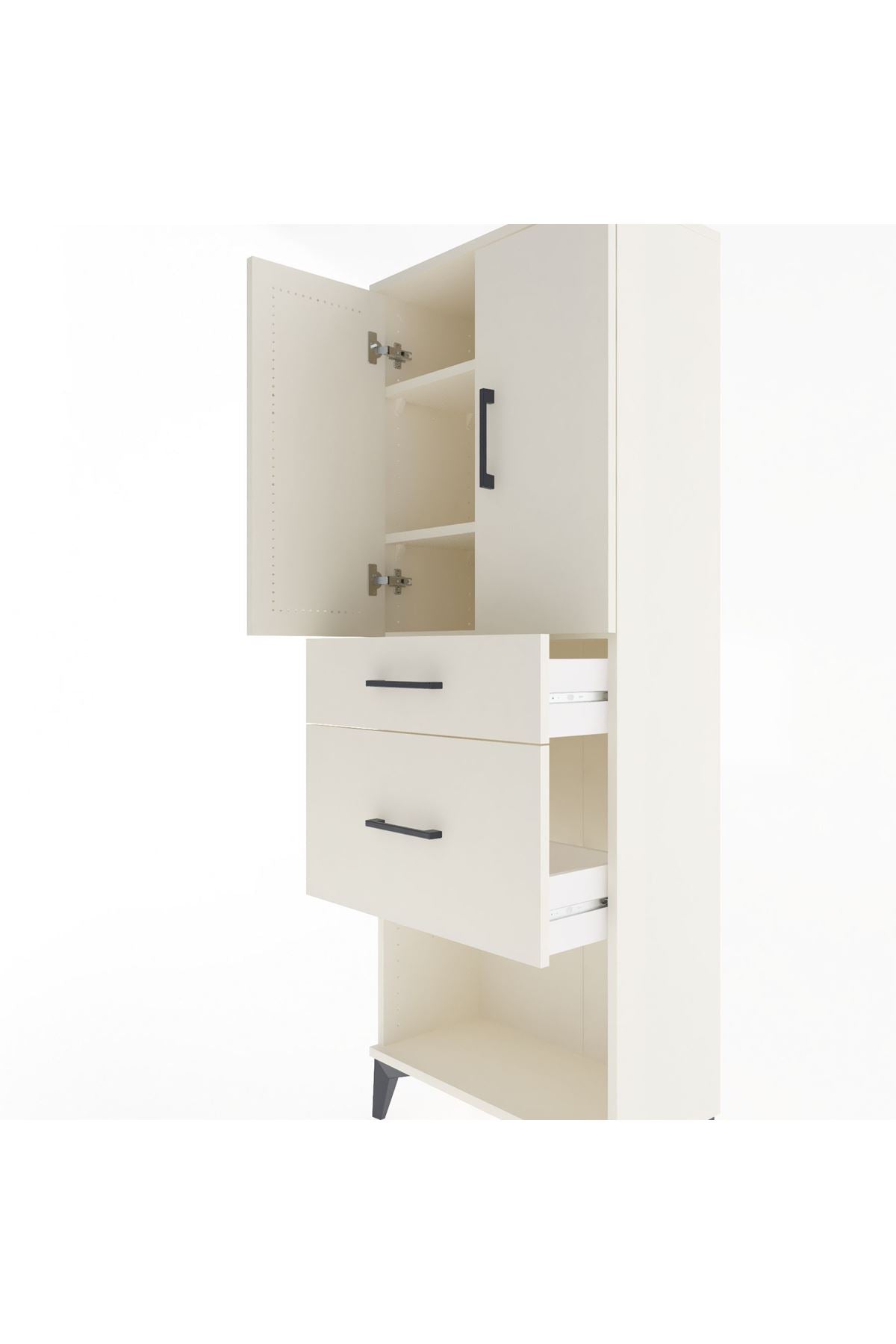 Arges Dolap 3 Raflı 2 Çekmeceli 2 Kapaklı 60x30x163 Aytaşı-Aytaşı