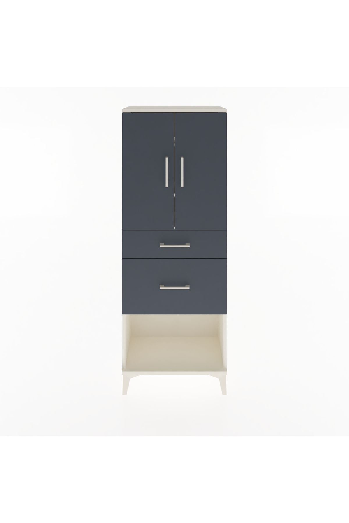 Arges Dolap 3 Raflı 2 Çekmeceli 2 Kapaklı 60x30x163 Aytaşı-Antrasit