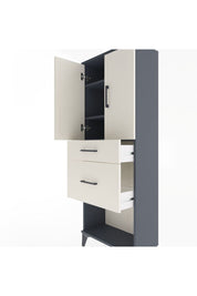 Arges Dolap 3 Raflı 2 Çekmeceli 2 Kapaklı 60x30x163 Antrasit-Aytaşı