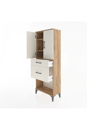 Arges Dolap 3 Raflı 2 Çekmeceli 2 Kapaklı 60x30x163 Çam-Aytaşı