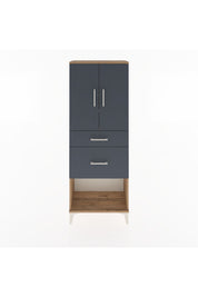 Arges Dolap 3 Raflı 2 Çekmeceli 2 Kapaklı 60x30x163 Çam-Antrasit