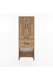 Arges Dolap 3 Raflı 2 Çekmeceli 2 Kapaklı 60x30x163 Çam-Çam