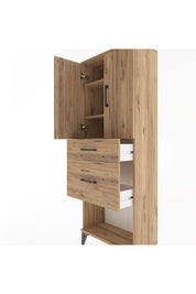 Arges Dolap 3 Raflı 2 Çekmeceli 2 Kapaklı 60x30x163 Çam-Çam
