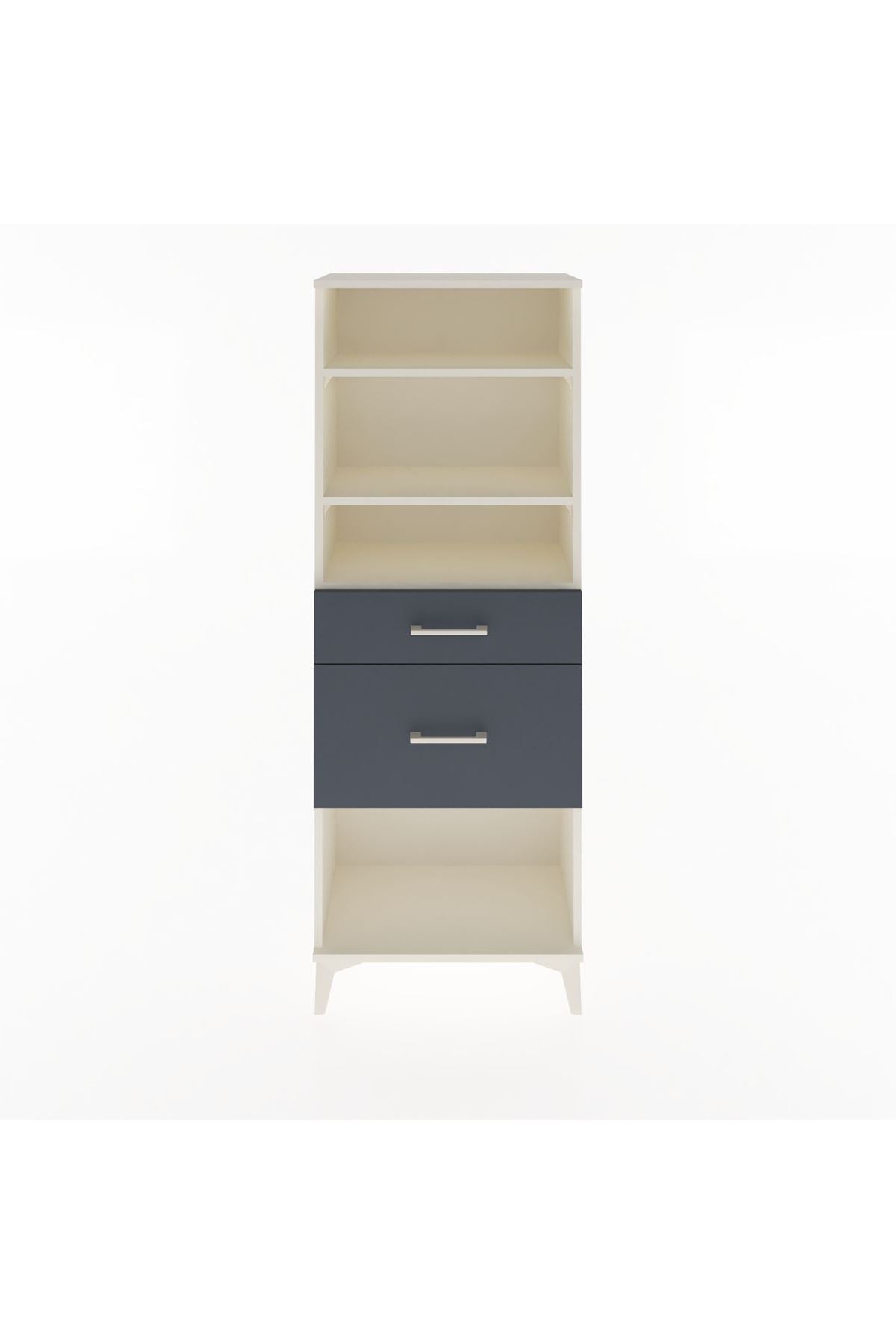Arges Dolap 3 Raflı 2 Çekmeceli 60x30x163 Aytaşı-Antrasit