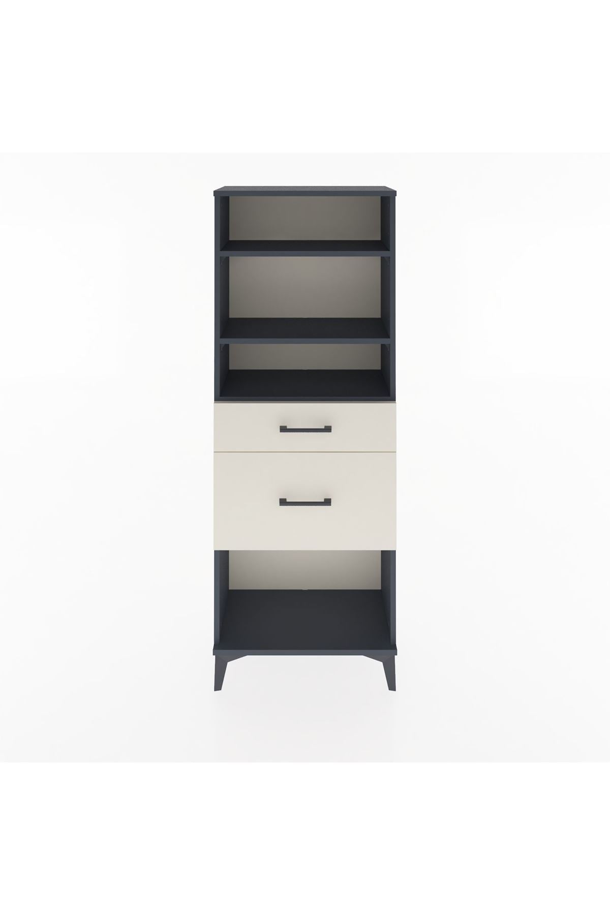 Arges Dolap 3 Raflı 2 Çekmeceli 60x30x163 Antrasit-Aytaşı