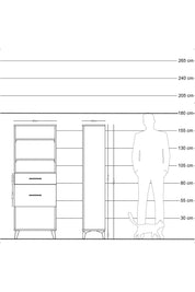 Arges Dolap 3 Raflı 2 Çekmeceli 60x30x163 Antrasit-Çam