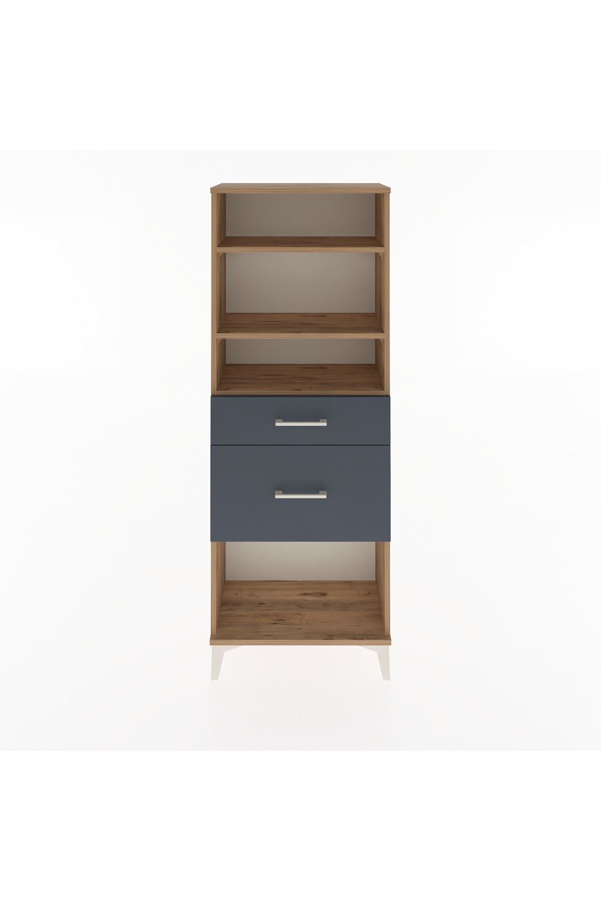 Arges Dolap 3 Raflı 2 Çekmeceli 60x30x163 Çam-Antrasit