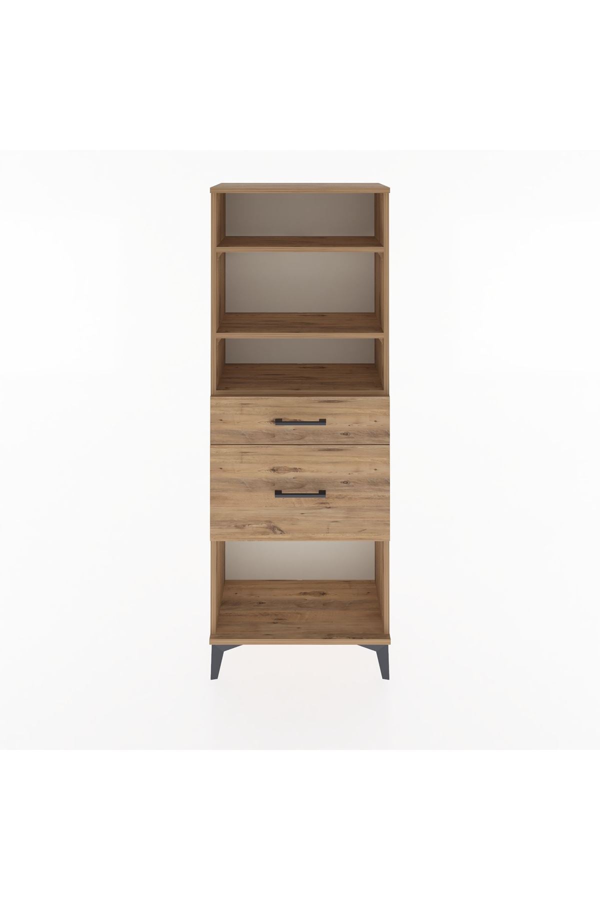 Arges Dolap 3 Raflı 2 Çekmeceli 60x30x163 Çam-Çam