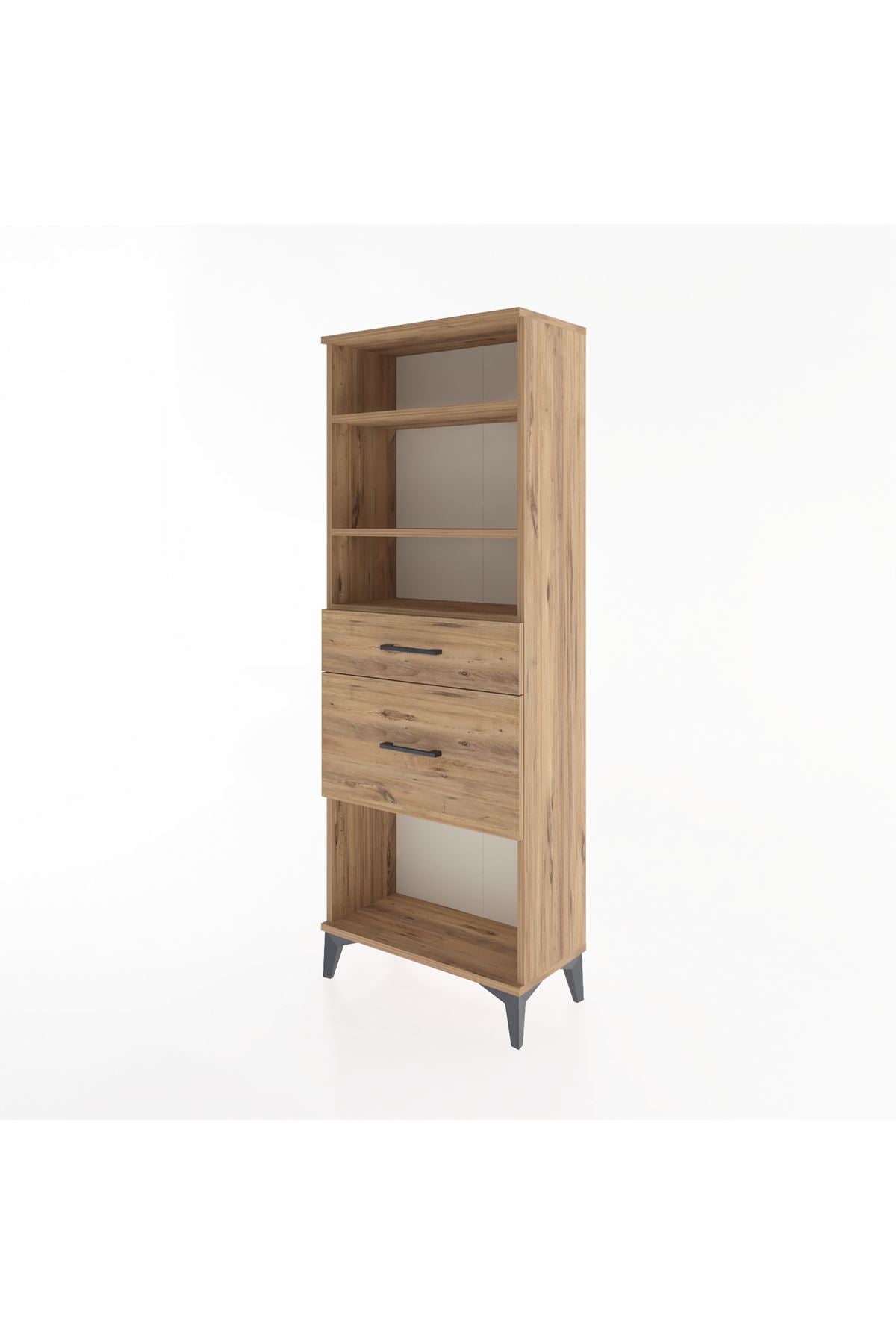 Arges Dolap 3 Raflı 2 Çekmeceli 60x30x163 Çam-Çam