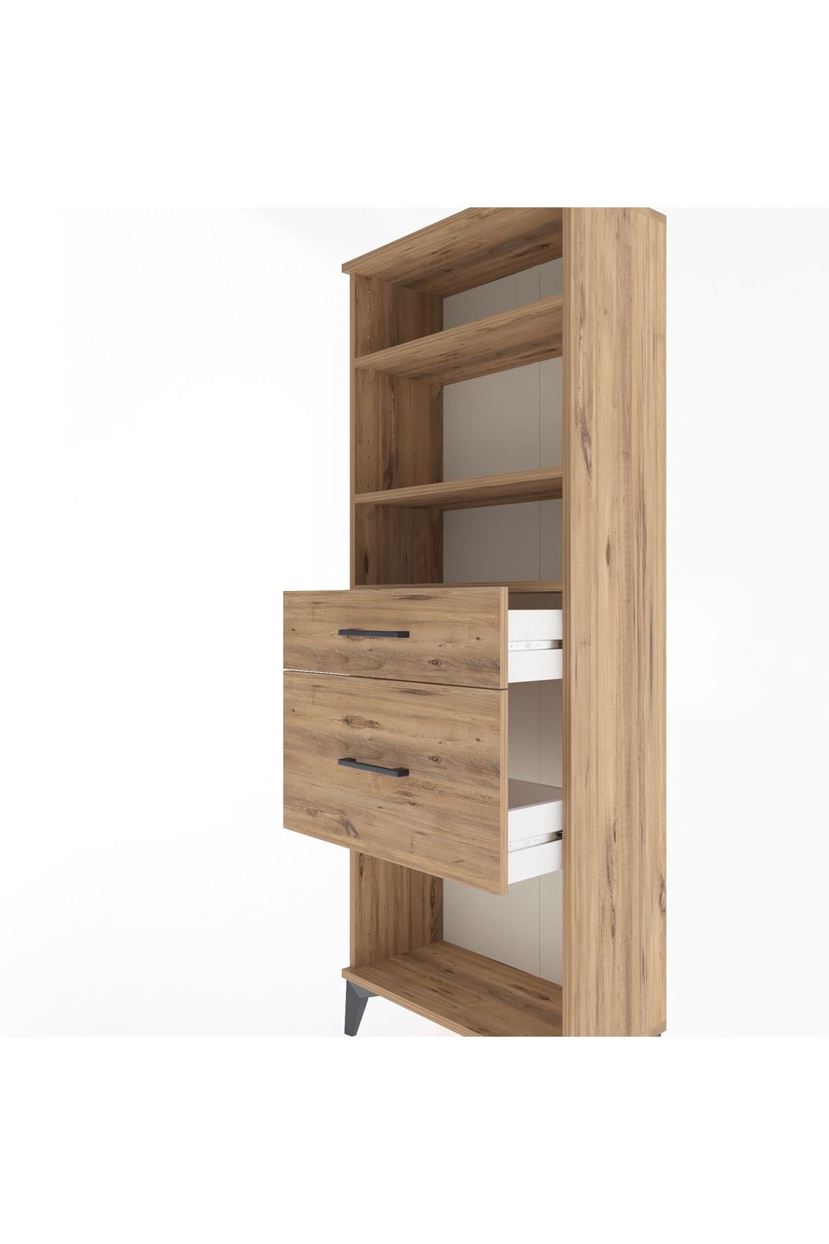 Arges Dolap 3 Raflı 2 Çekmeceli 60x30x163 Çam-Çam