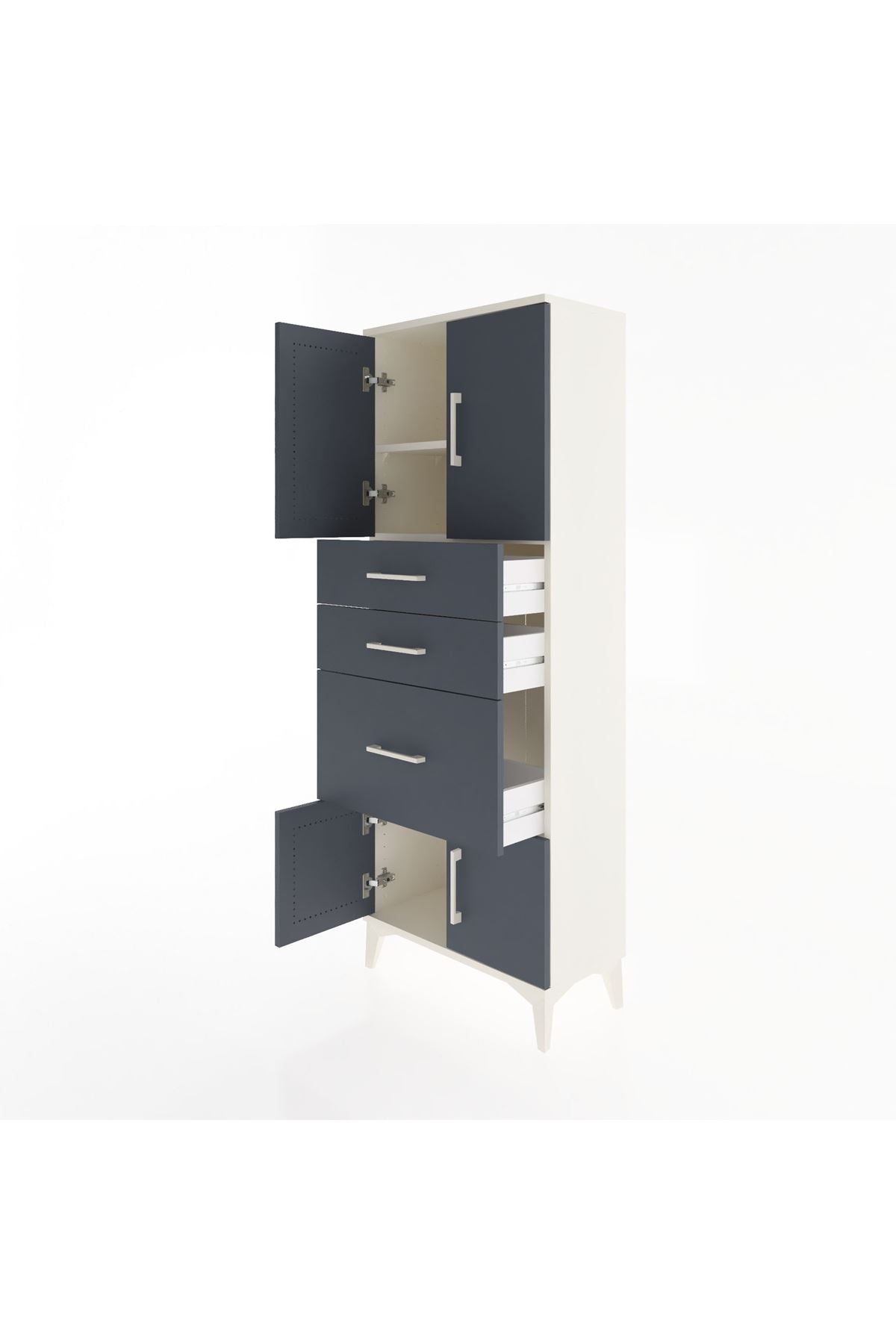 Arges Dolap 2 Raflı 3 Çekmeceli 4 Kapaklı 60x30x163 Aytaşı-Antrasit