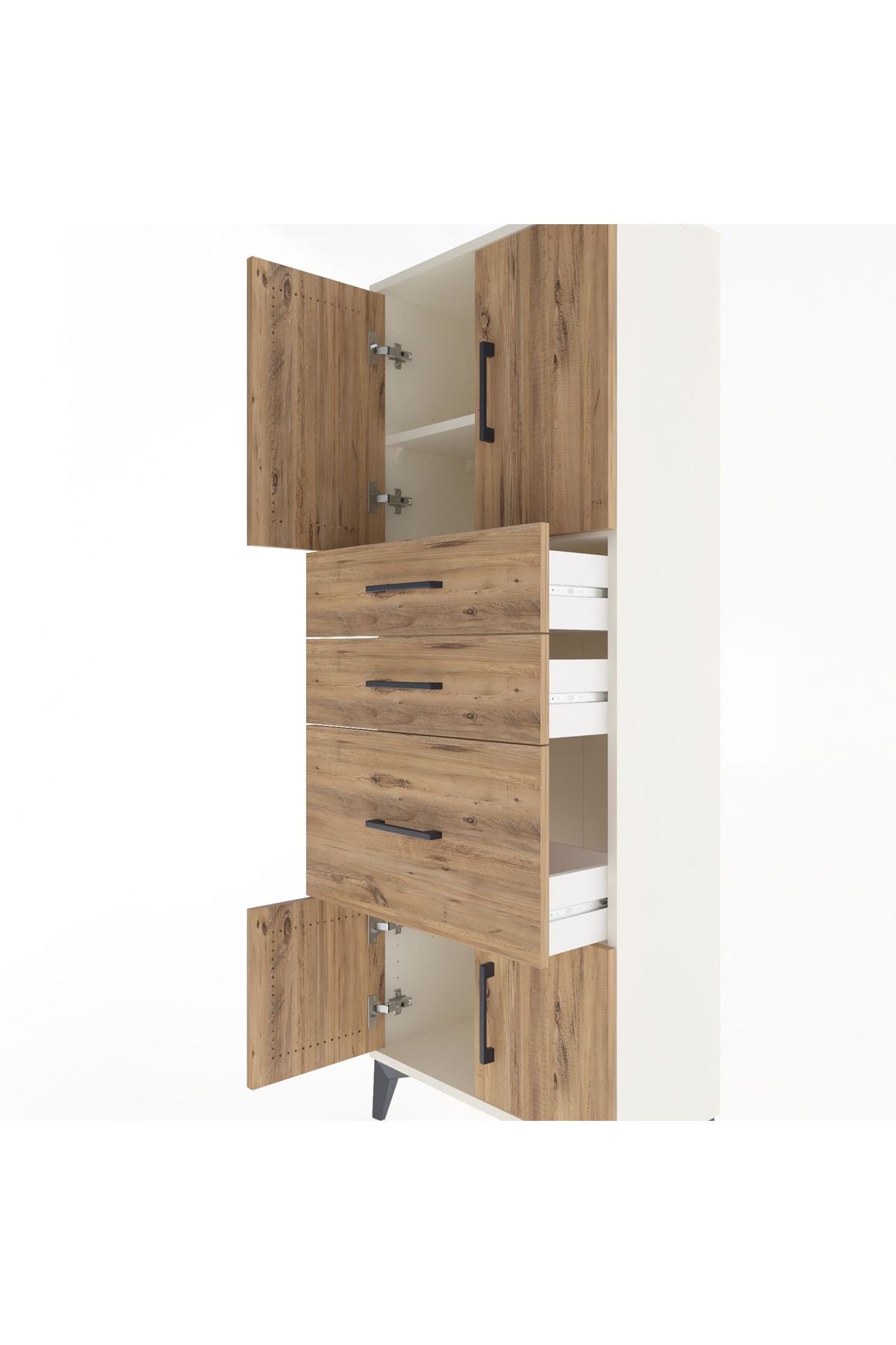 Arges Dolap 2 Raflı 3 Çekmeceli 4 Kapaklı 60x30x163 Aytaşı-Çam