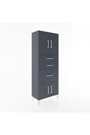 Arges Dolap 2 Raflı 3 Çekmeceli 4 Kapaklı 60x30x163 Antrasit-Antrasit