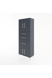 Arges Dolap 2 Raflı 3 Çekmeceli 4 Kapaklı 60x30x163 Antrasit-Antrasit