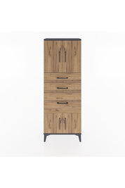 Arges Dolap 2 Raflı 3 Çekmeceli 4 Kapaklı 60x30x163 Antrasit-Çam