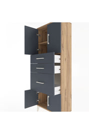 Arges Dolap 2 Raflı 3 Çekmeceli 4 Kapaklı 60x30x163 Çam-Antrasit