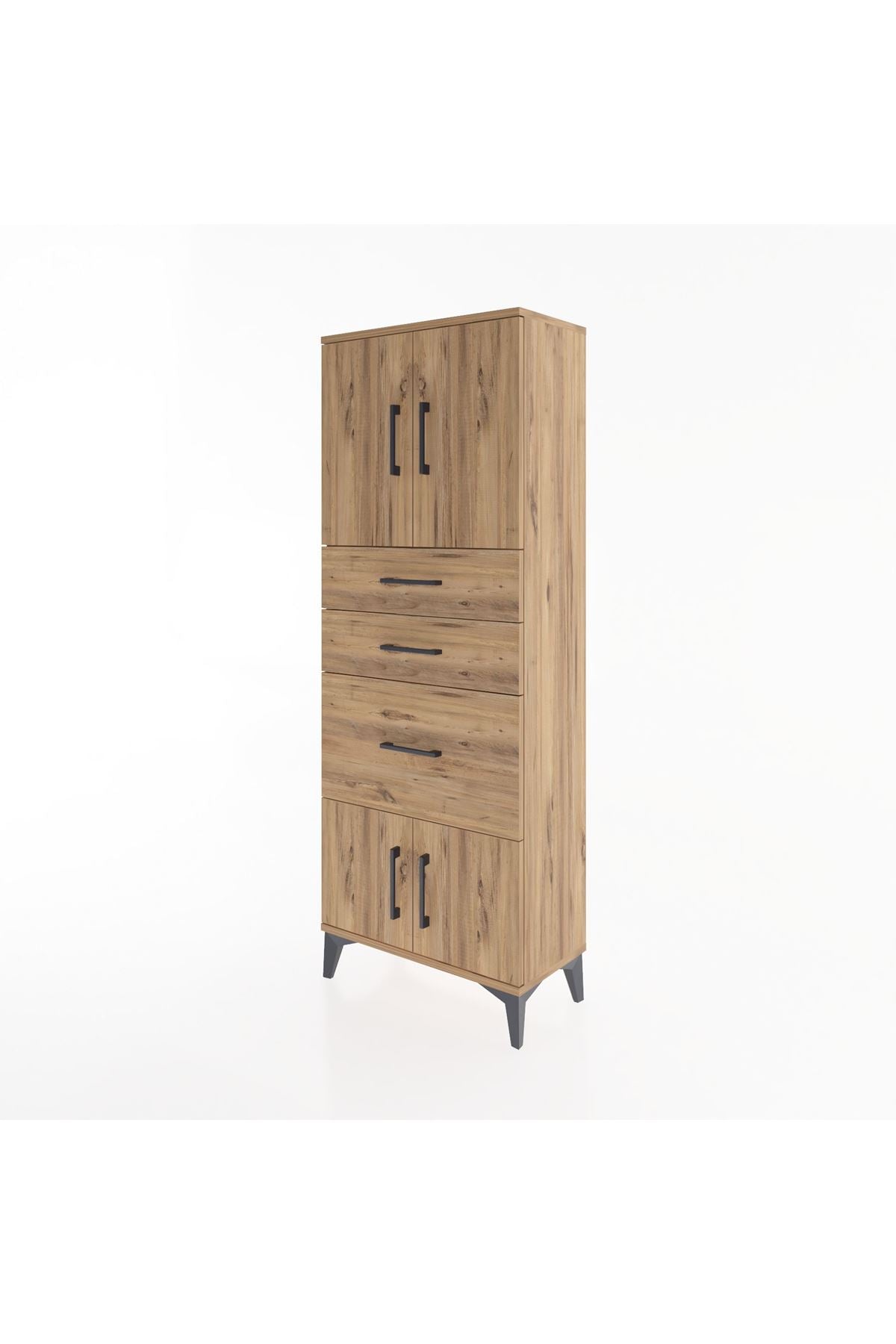 Arges Dolap 2 Raflı 3 Çekmeceli 4 Kapaklı 60x30x163 Çam-Çam